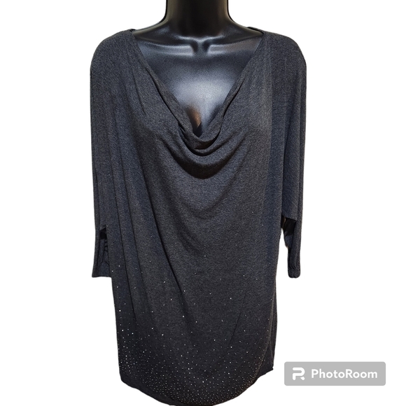 Michael Stars 3/4 length sleeve Tunic  with embellishments, size OS, Gray - Picture 1 of 5